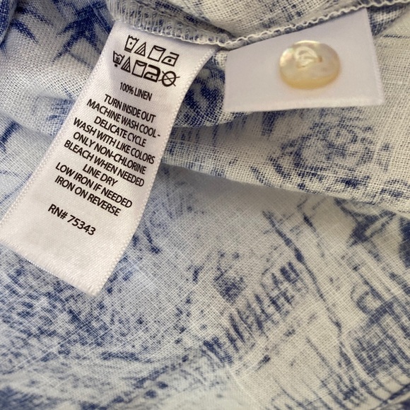 Joie Blue and White Tropical Print Blouse - Picture 3 of 6